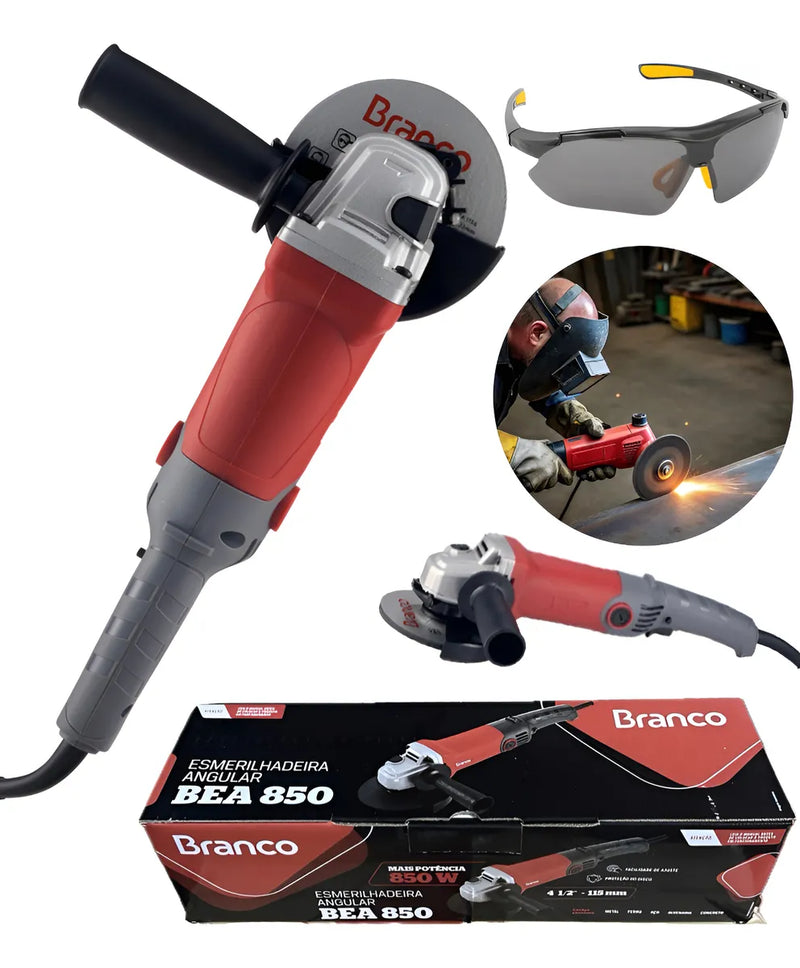 Lixadeira Esmerilhadeira Angular 850w Branco Elétrica 4 1/2